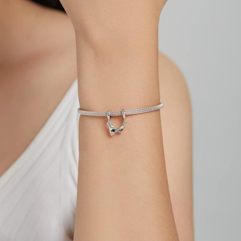 BABAMIA Store Rose Charm Heart Charms for Bracelets 925 Sterling Silver Bead Charm Fits Bracelets and Necklaces Paved with Cubic Zirconia Animal Skull Charm Dainty Halloween Charms Jewelry for Women Girls - Image 3